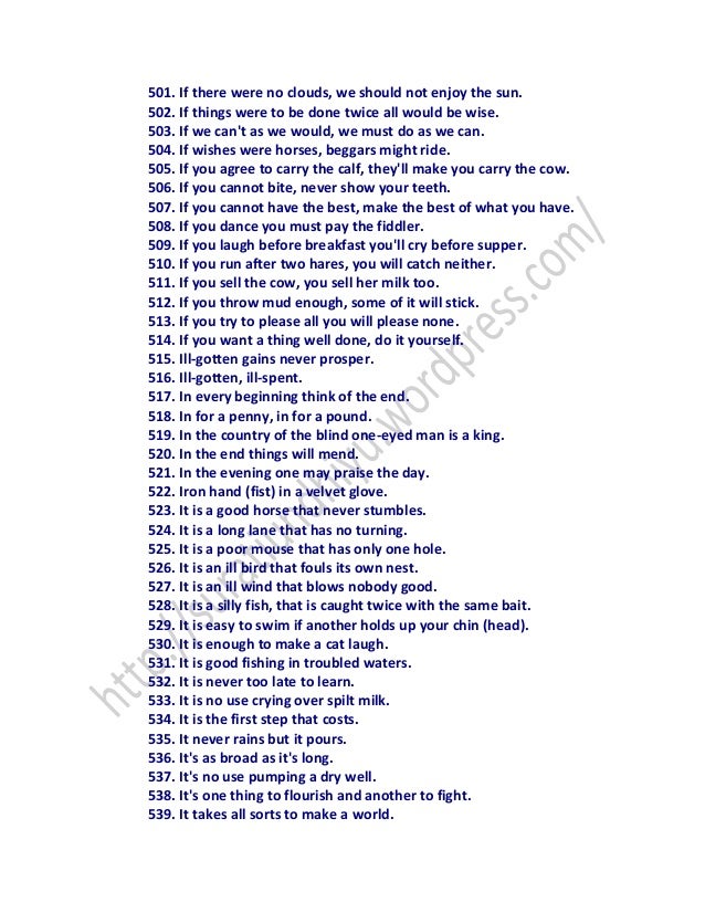 English Proverbs With Meaning Pdf